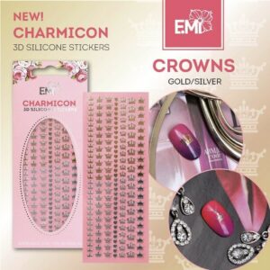 Charmicon 3D Silicone Stickers Crowns Gold/Silver