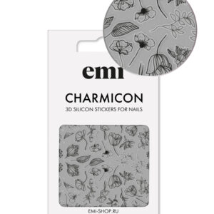 Charmicon 3D Silicone Stickers No.176 Fleurs noir