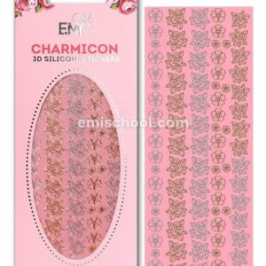 Charmicon 3D Silicone Stickers Flowers MIX #1 Gold/Silver